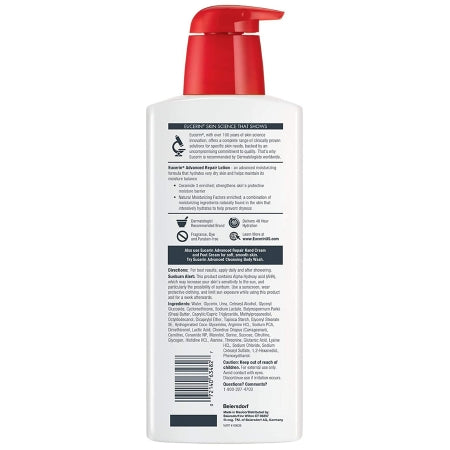 Hand and Body Moisturizer Eucerin Advanced Repair 16.9 oz. Pump Bottle Unscented Lotion,Packaging Type- Each