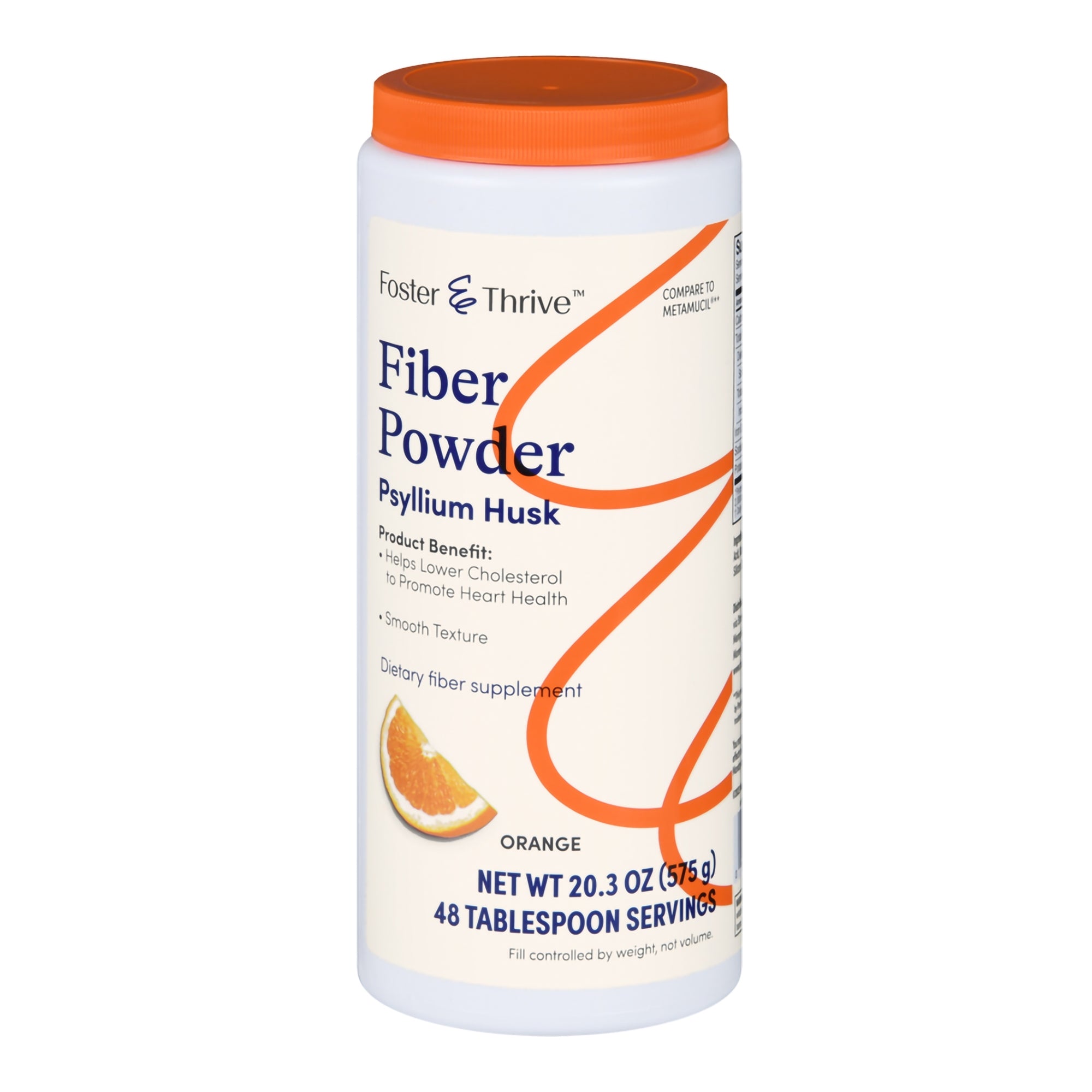 Fiber Supplement Foster & Thrive Orange Flavor Powder 20.3 oz. Psyllium Husk, Packaging Type- Each