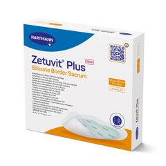 Super Absorbent Dressing Zetuvit Plus Silicone Border Silicone Adhesive 9 X 9 Inch Sacral, Packaging Type- Each