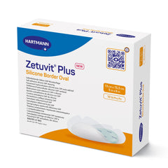 Super Absorbent Dressing Zetuvit Plus Silicone Border Silicone Adhesive 5 X 6 Inch Oval, Packaging Type- Box