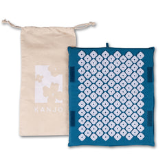 Kanjo Acupressure Foot Mat Sapphire / White Cotton-Linen Fabric / Memory Foam / Plastic 14 X 16 Inch