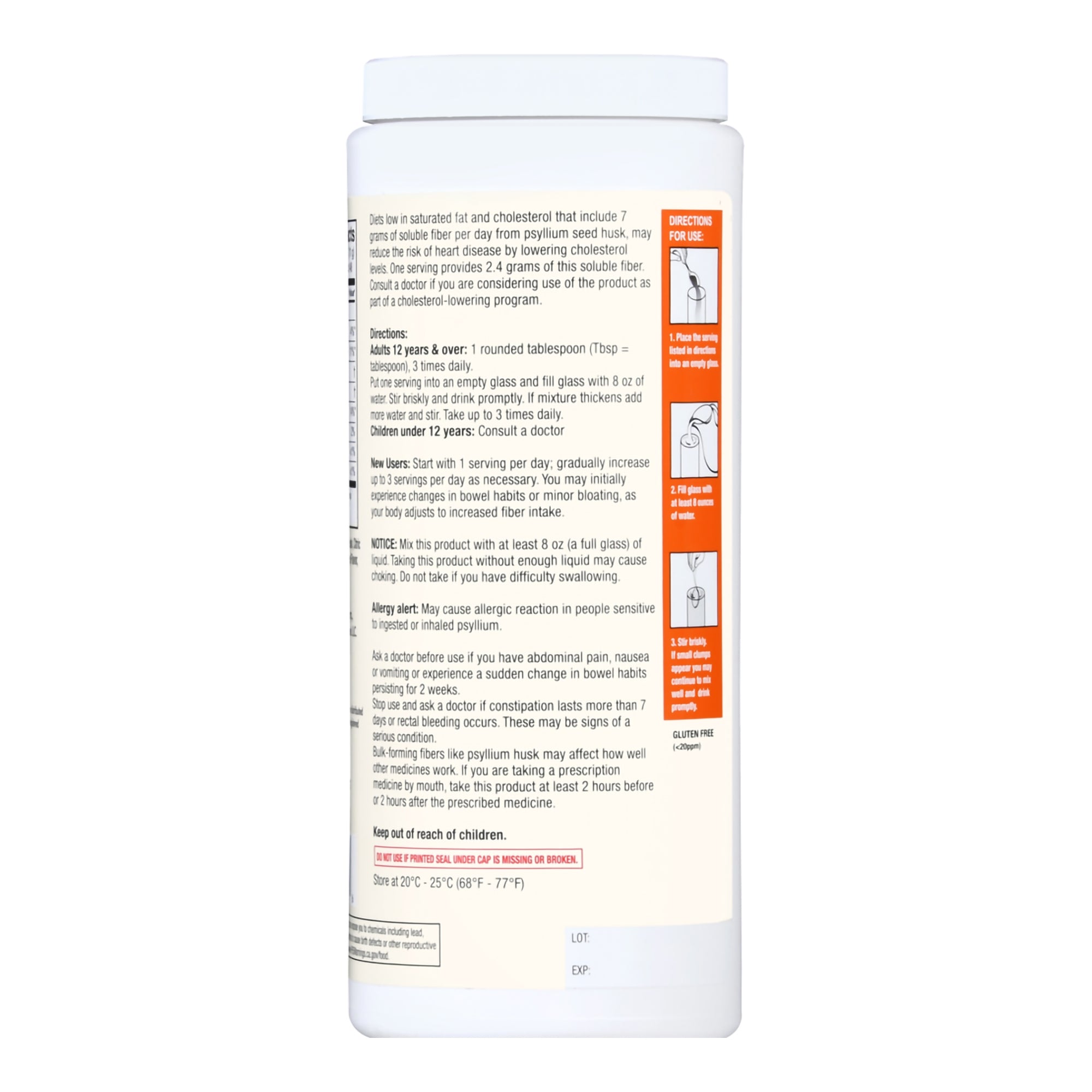 Fiber Supplement Foster & Thrive Orange Flavor Powder 19 oz. Psyllium Husk, Packaging Type- Each