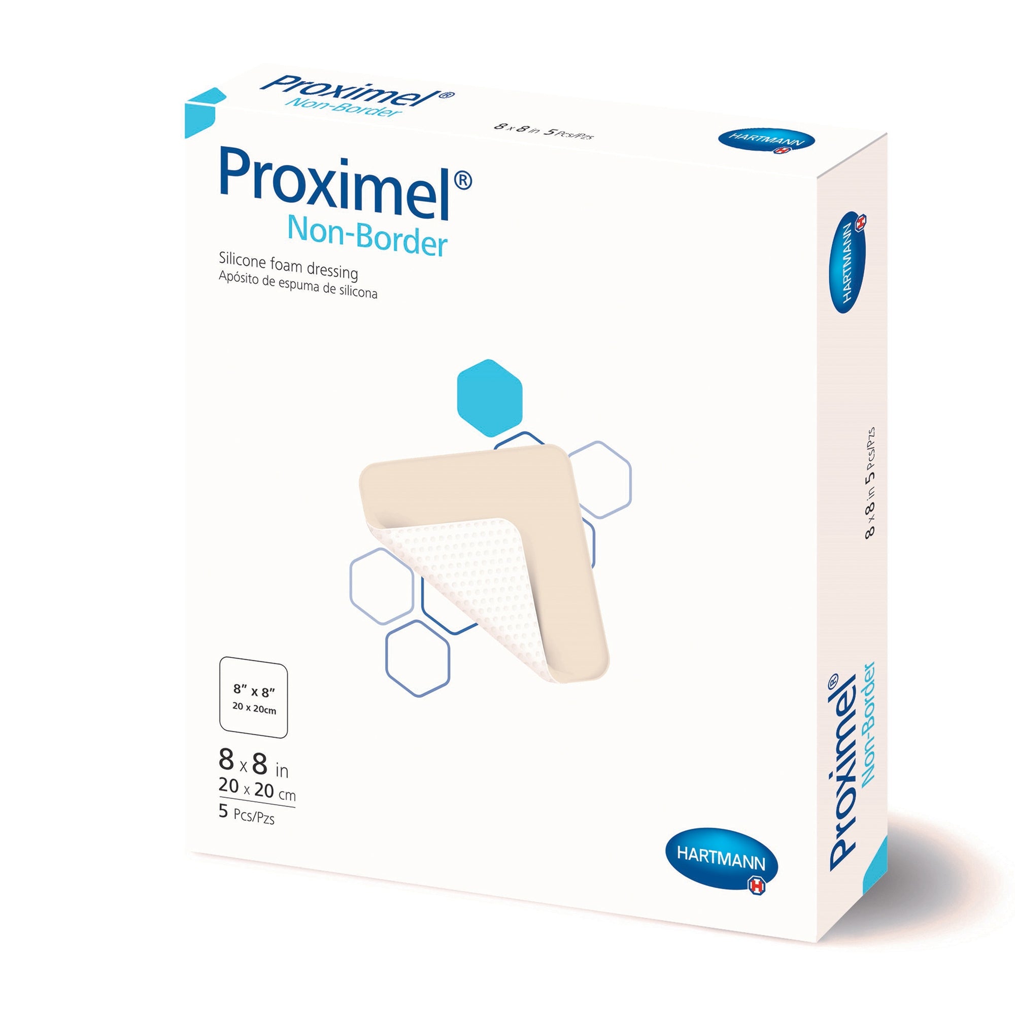 Foam Dressing Proximel Non-Border 8 X 8 Inch Without Border Waterproof Backing Silicone Face Square Sterile,Packaging Type- Each