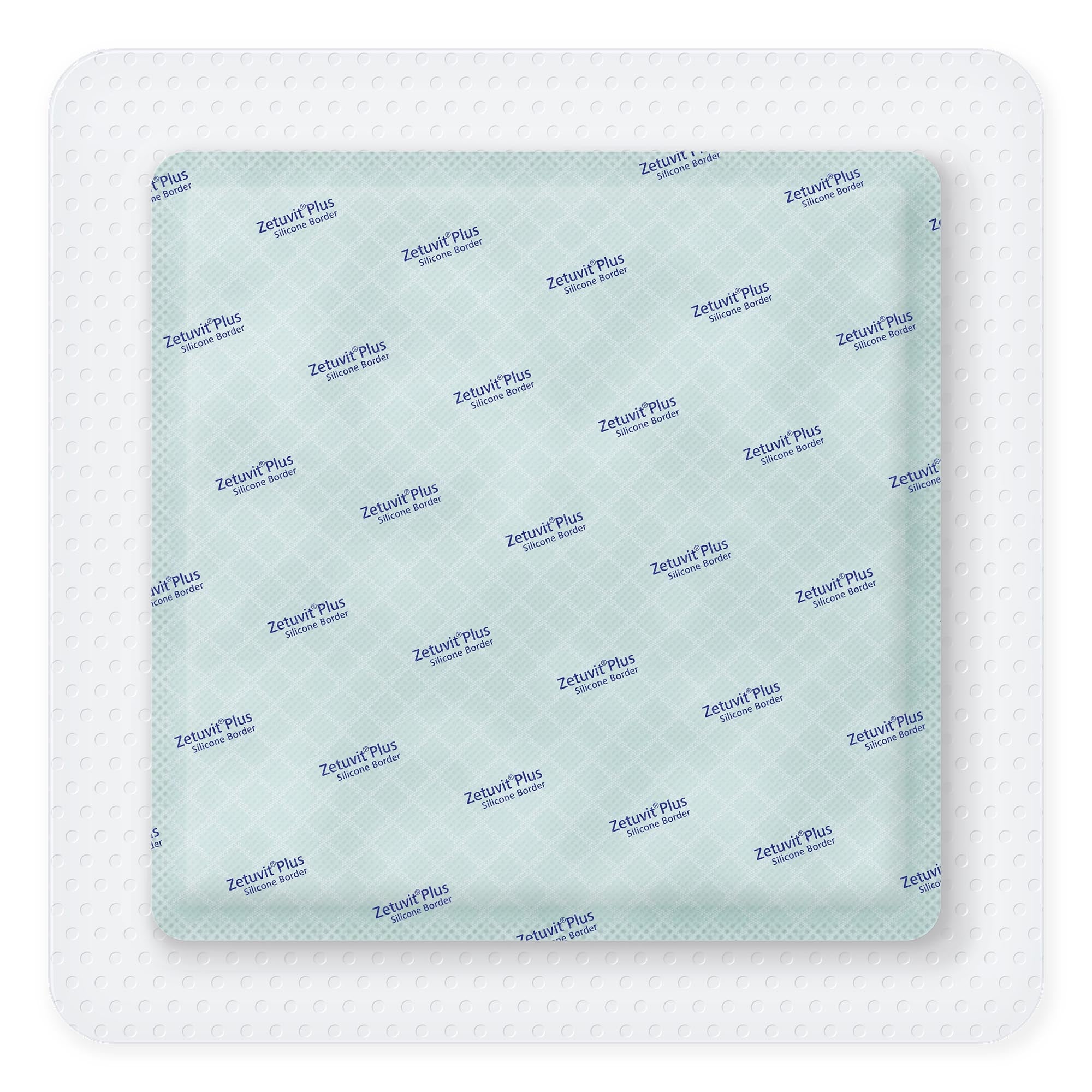 Super Absorbent Dressing Zetuvit Plus Silicone Border Silicone Adhesive 8 X 8 Inch Square, Packaging Type- Each