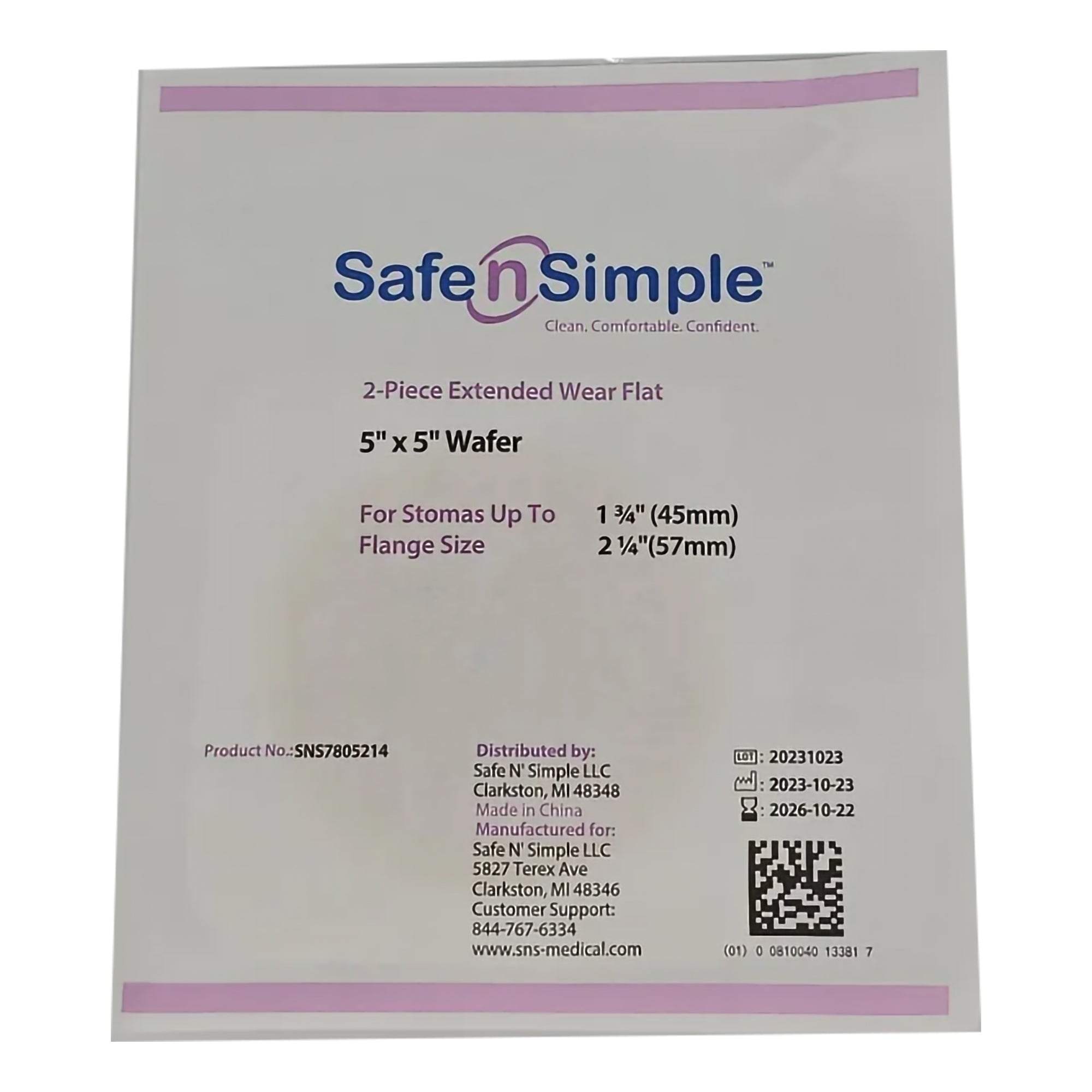 Ostomy Barrier Trim to Fit, Extended Wear Adhesive Tape Collar 57 mm Flange Red Code System Up to 1-3/4 Inch Opening 5 X 5 Inch | 5/Box