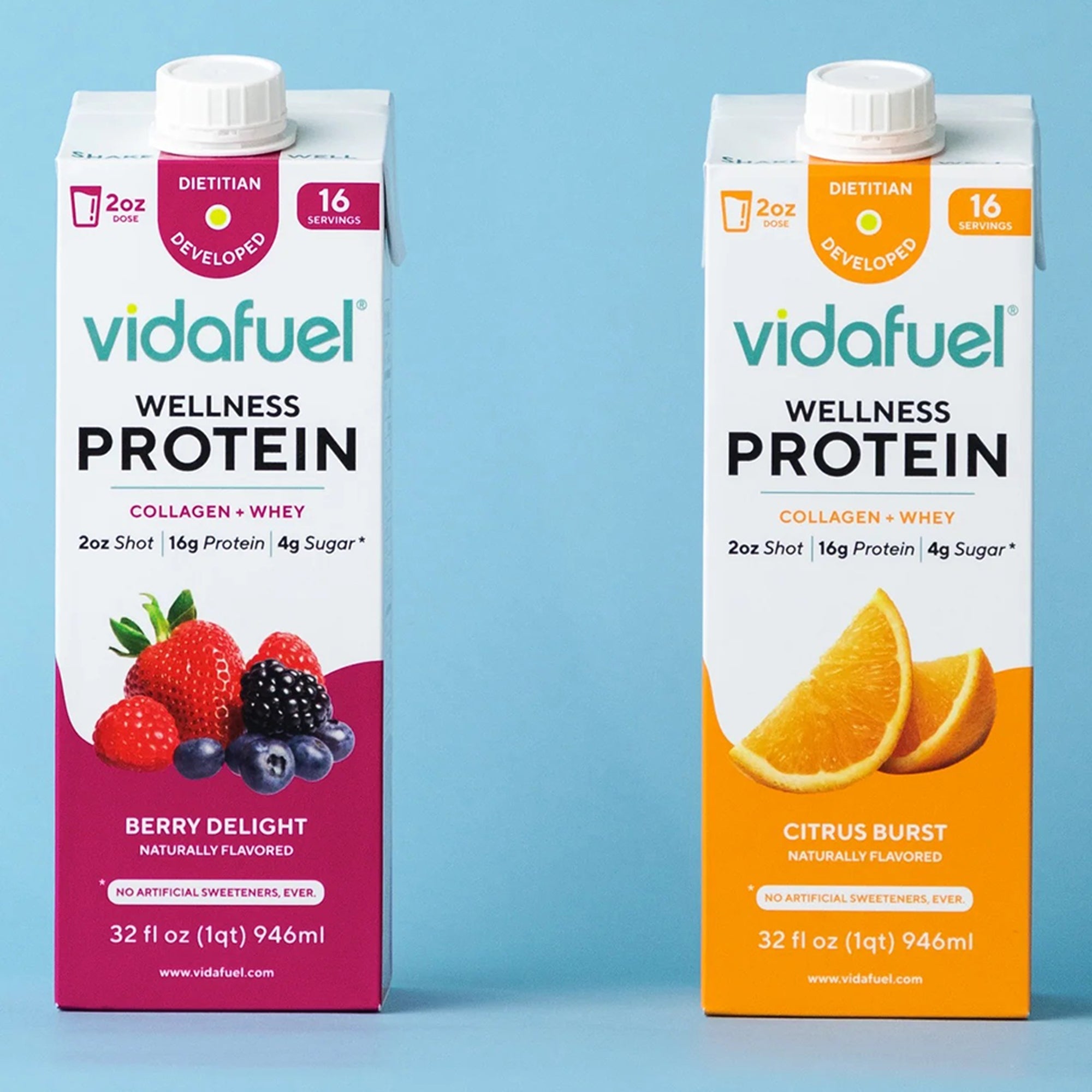 Oral Supplement Vida Fuel Wellness Protein Berry Delight Flavor Liquid 32 oz. Reclosable Carton | (6/Case)