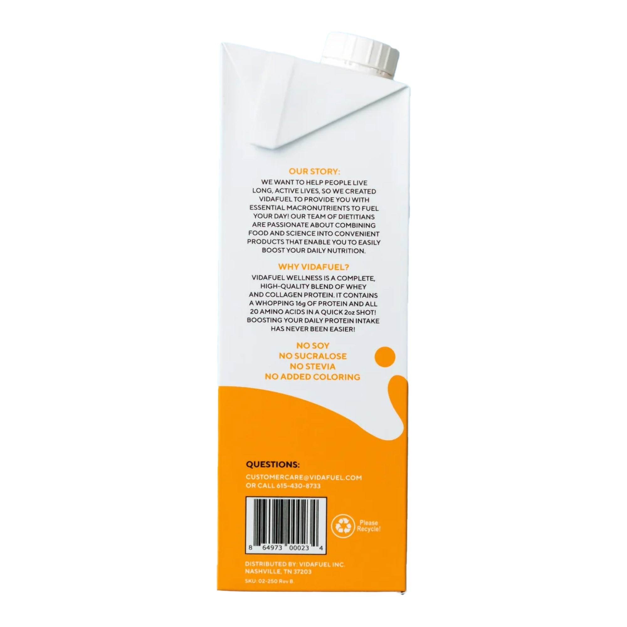 Oral Supplement Vida Fuel Wellness Protein Citrus Burst Flavor Liquid 32 oz. Reclosable Carton | Each