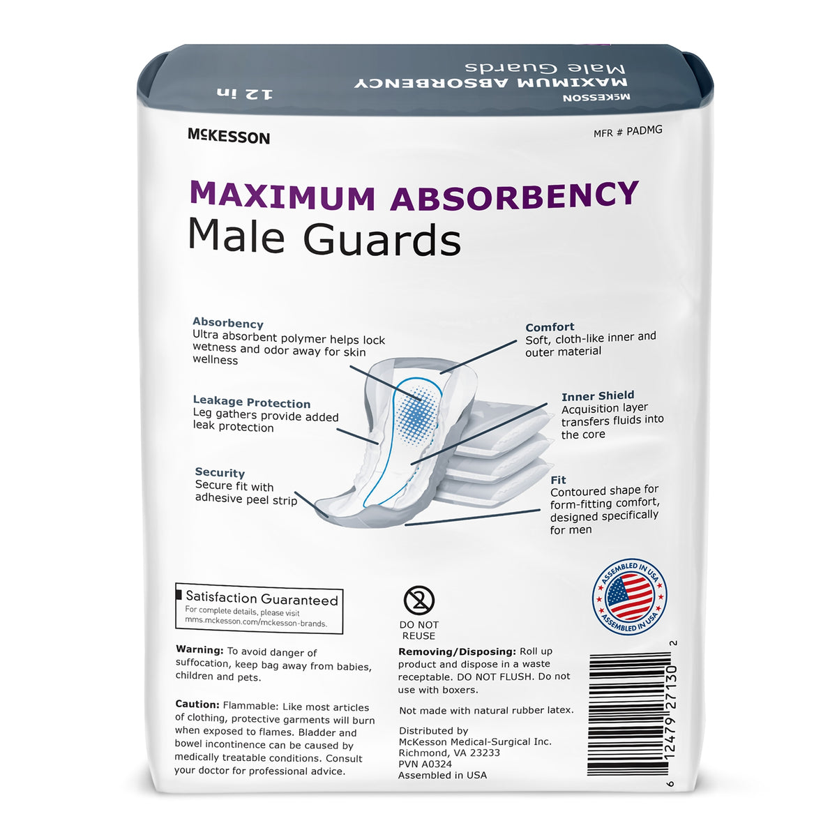 Bladder Control Pad McKesson 12 Inch Heavy Absorbency Polymer Core One Size Fits Most | 6BG/Case