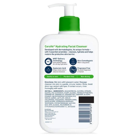 Facial Cleanser CeraVe Foaming Foaming 16 oz. Pump Bottle Unscented,Packaging Type- Each