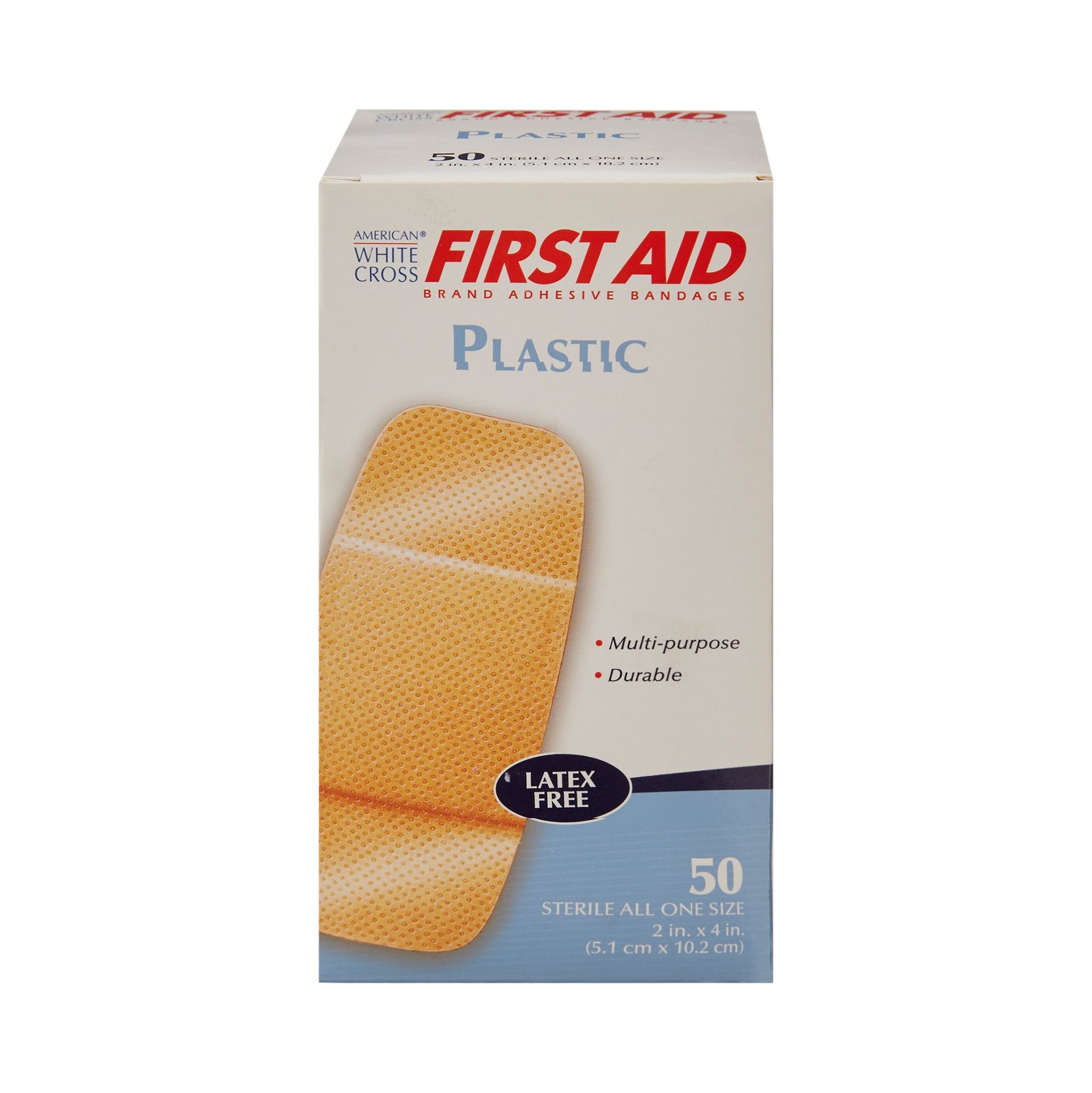 Adhesive Strip American White Cross 2 X 4 Inch Plastic Rectangle Tan Sterile,Packaging Type- Box