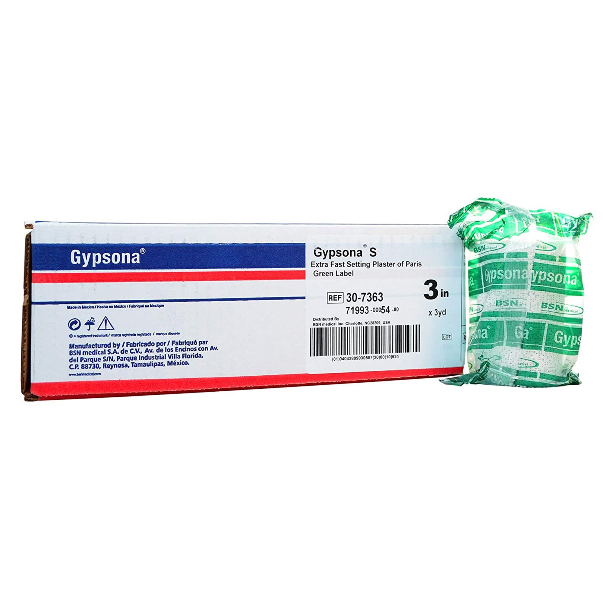 Plaster Bandage Gypsona S 3 Inch X 9 Foot Plaster of Paris / Plastic White