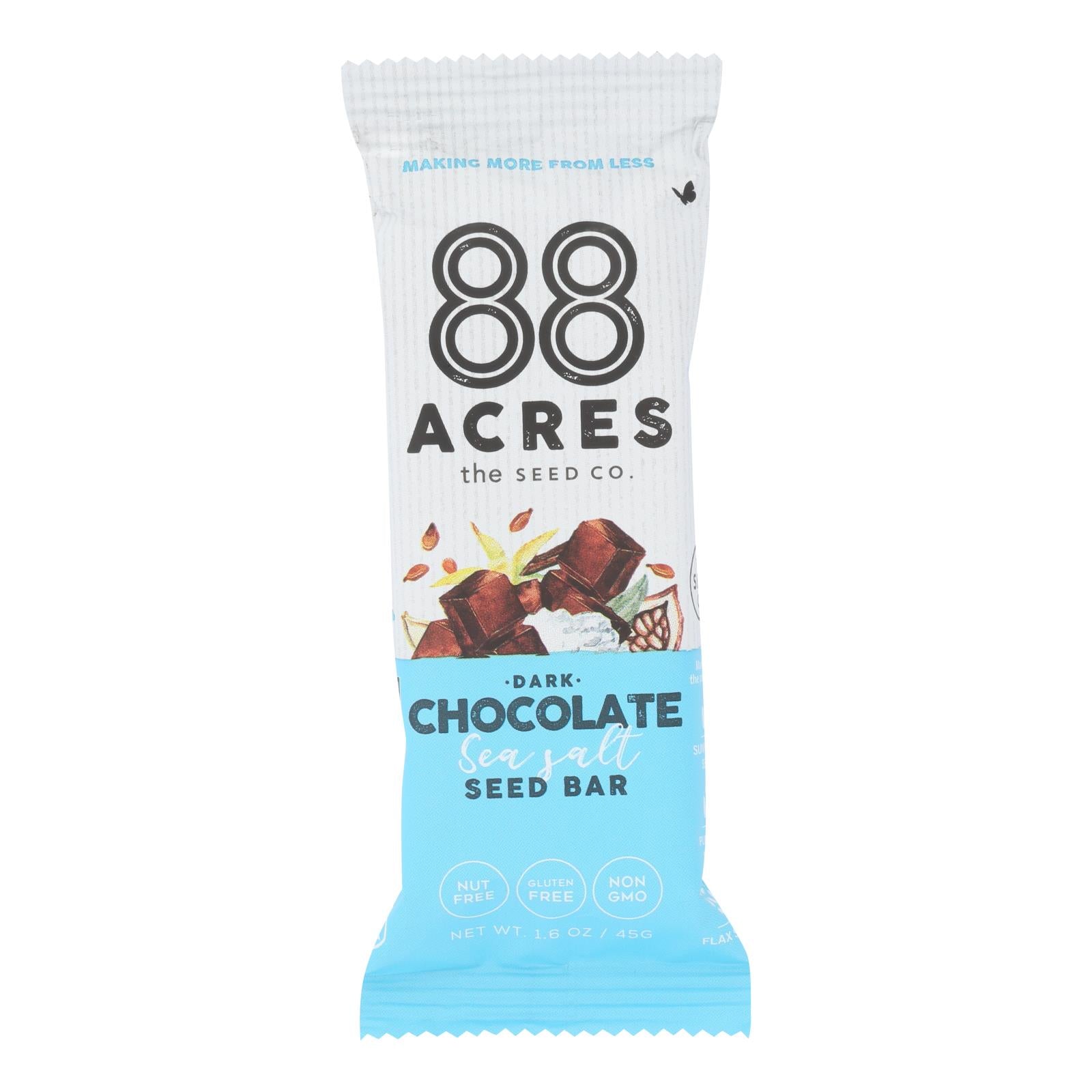88 Acres - Barras - Chocolate y sal marina - Caja de 9 - 1.6 oz.