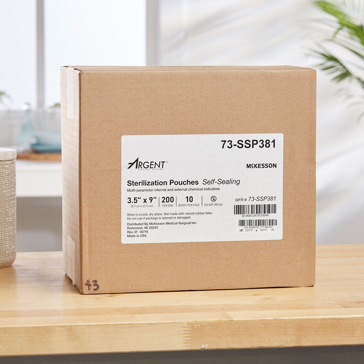Sterilization Pouch McKesson Argent Sure-Check Ethylene Oxide (EO) Gas / Steam 12 X 18 Inch Transparent / Blue Self Seal Paper / Film 3-1/2 X 9 Inch · Box of 200