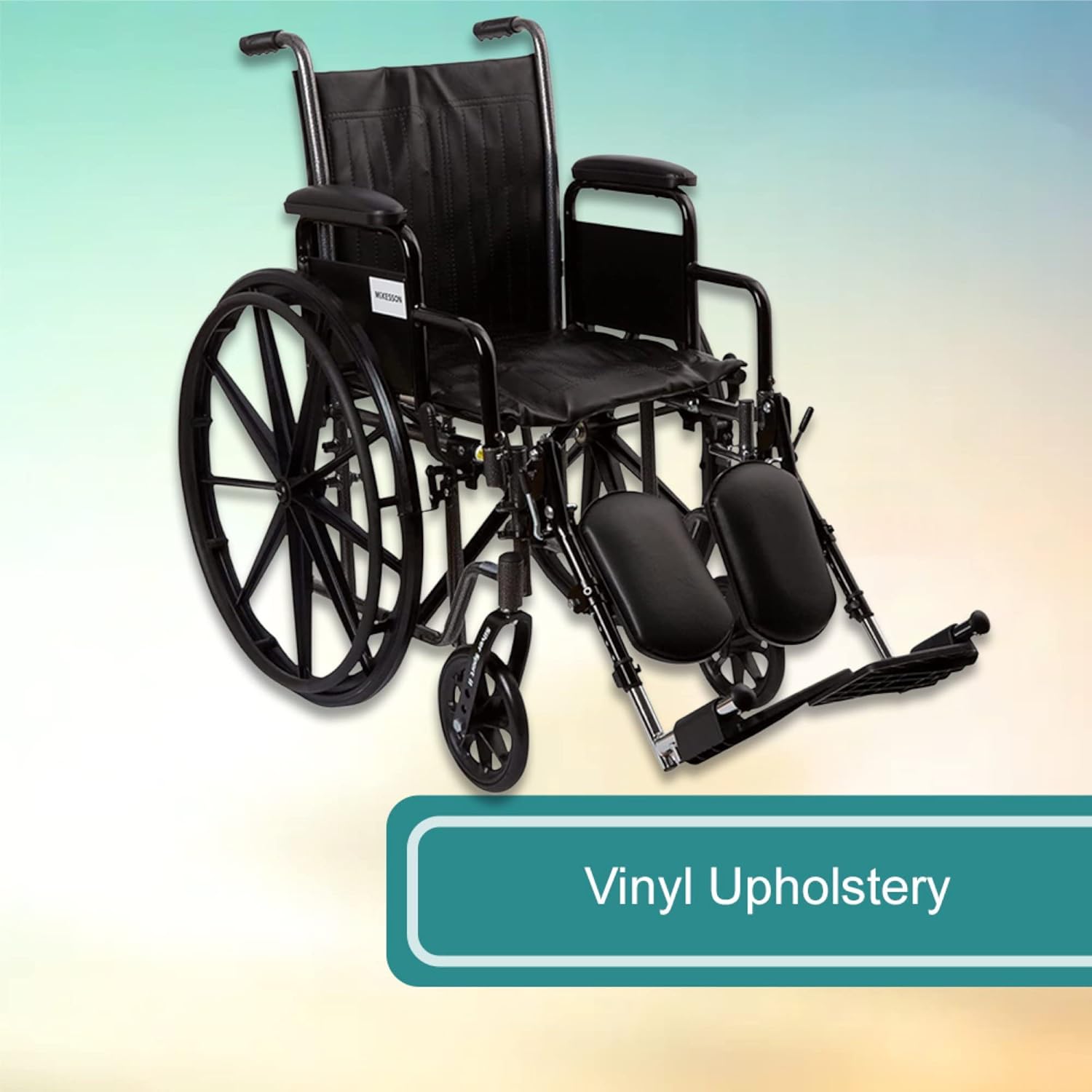 Wheelchair McKesson Dual Axle Desk Length Arm Swing-Away Elevating Legrest Black Upholstery 16 Inch Seat Width Adult 250 lbs. Weight Capacity, Packaging Type- Each