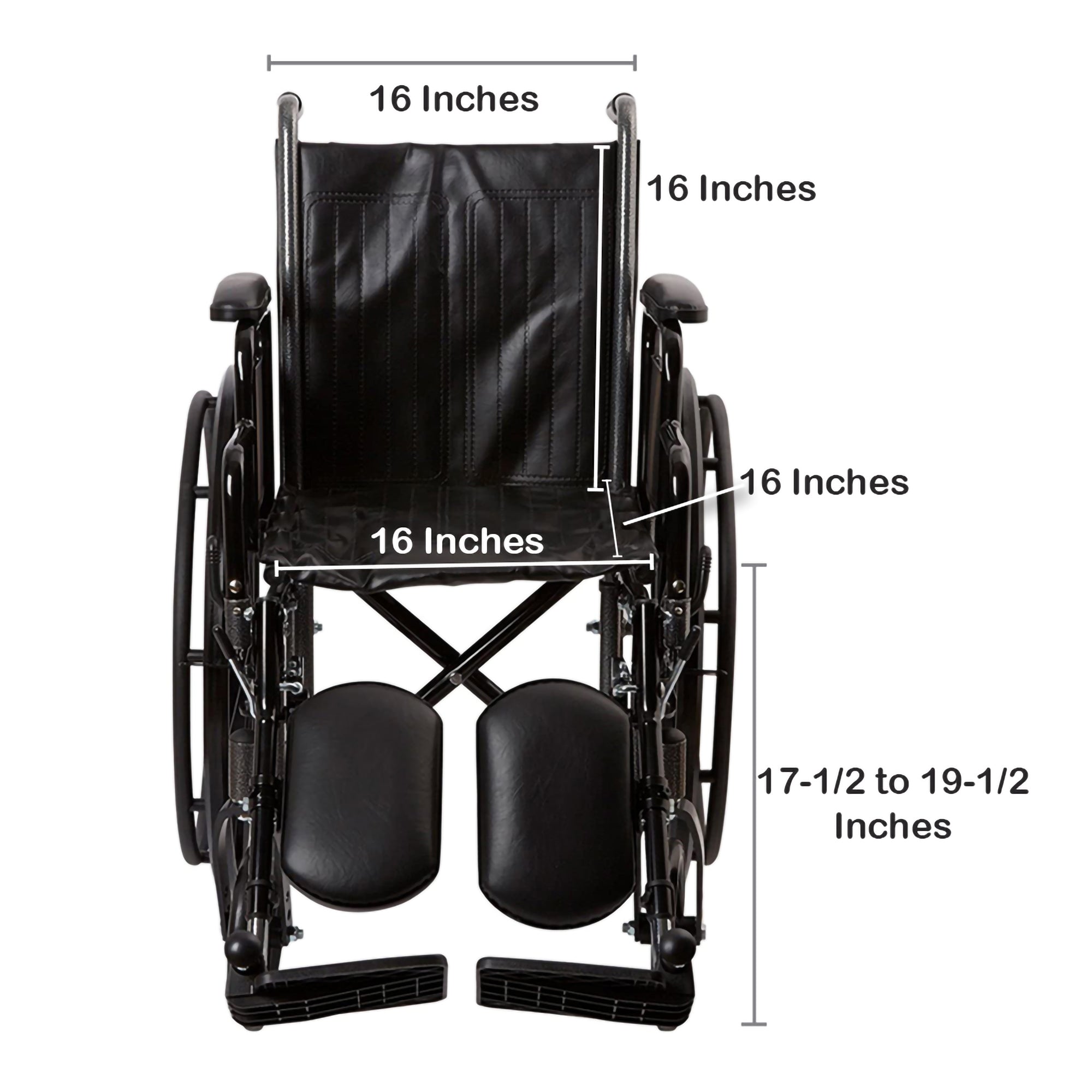 Wheelchair McKesson Dual Axle Desk Length Arm Swing-Away Elevating Legrest Black Upholstery 16 Inch Seat Width Adult 250 lbs. Weight Capacity, Packaging Type- Each