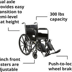 Foldable adult wheelchair with reinforced steel frame