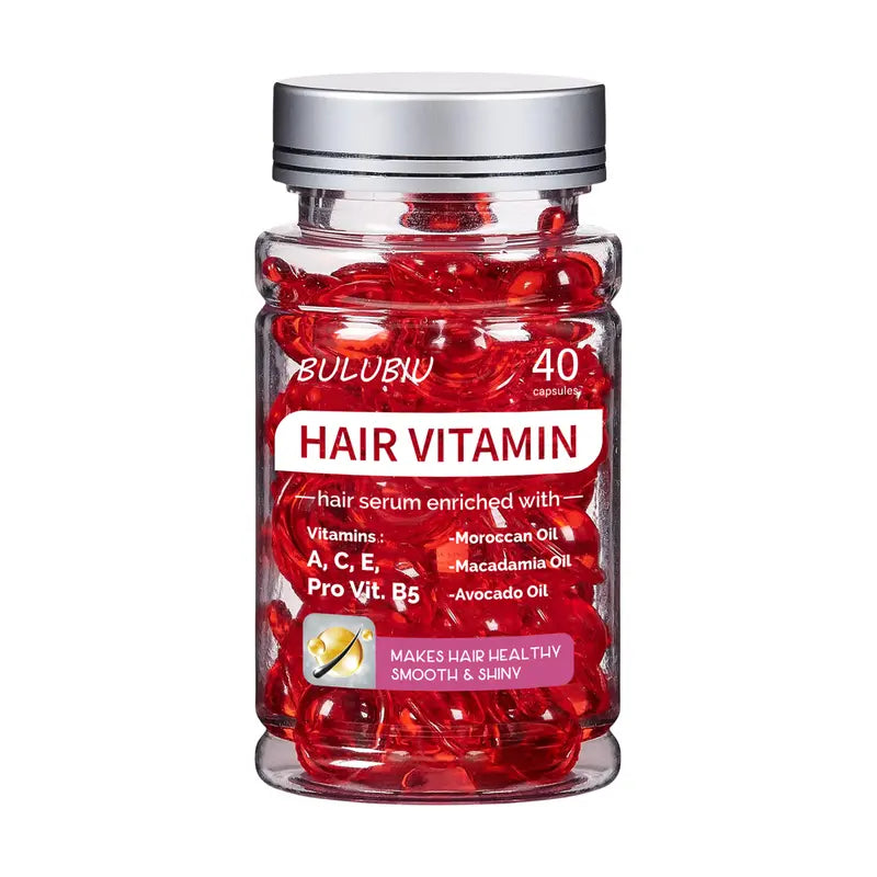 BULUBIU Hair Vitamin Conditioningserum  Leave In Formula with Argan,Macadamia and Avocado Oils Enriched with Vitamins A, C, E, Pro Vit,B5  Women'S and Men'S Deepconditioning Conditioner, Capsule, 40Capsules Hair Treat Hair Treatmentserum