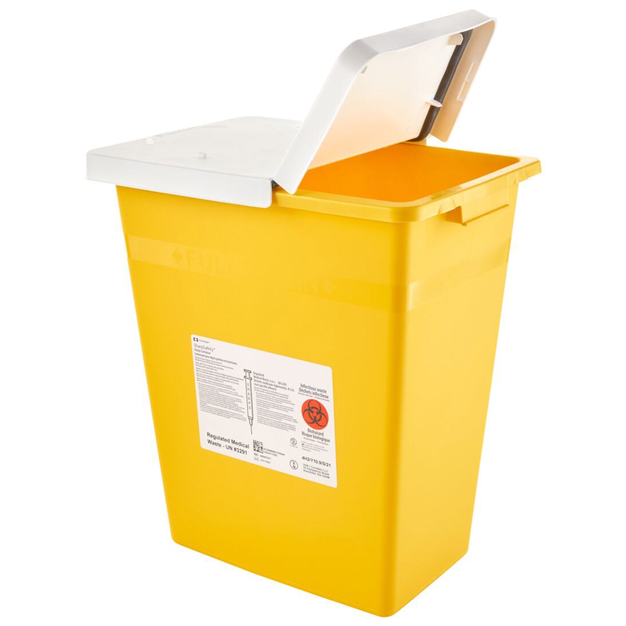 Chemotherapy Waste Container SharpSafety Yellow Base 17-1/2 H X 15-1/2 W X 11 D Inch Horizontal / Vertical Entry 8 Gallon, Packaging Type- Case