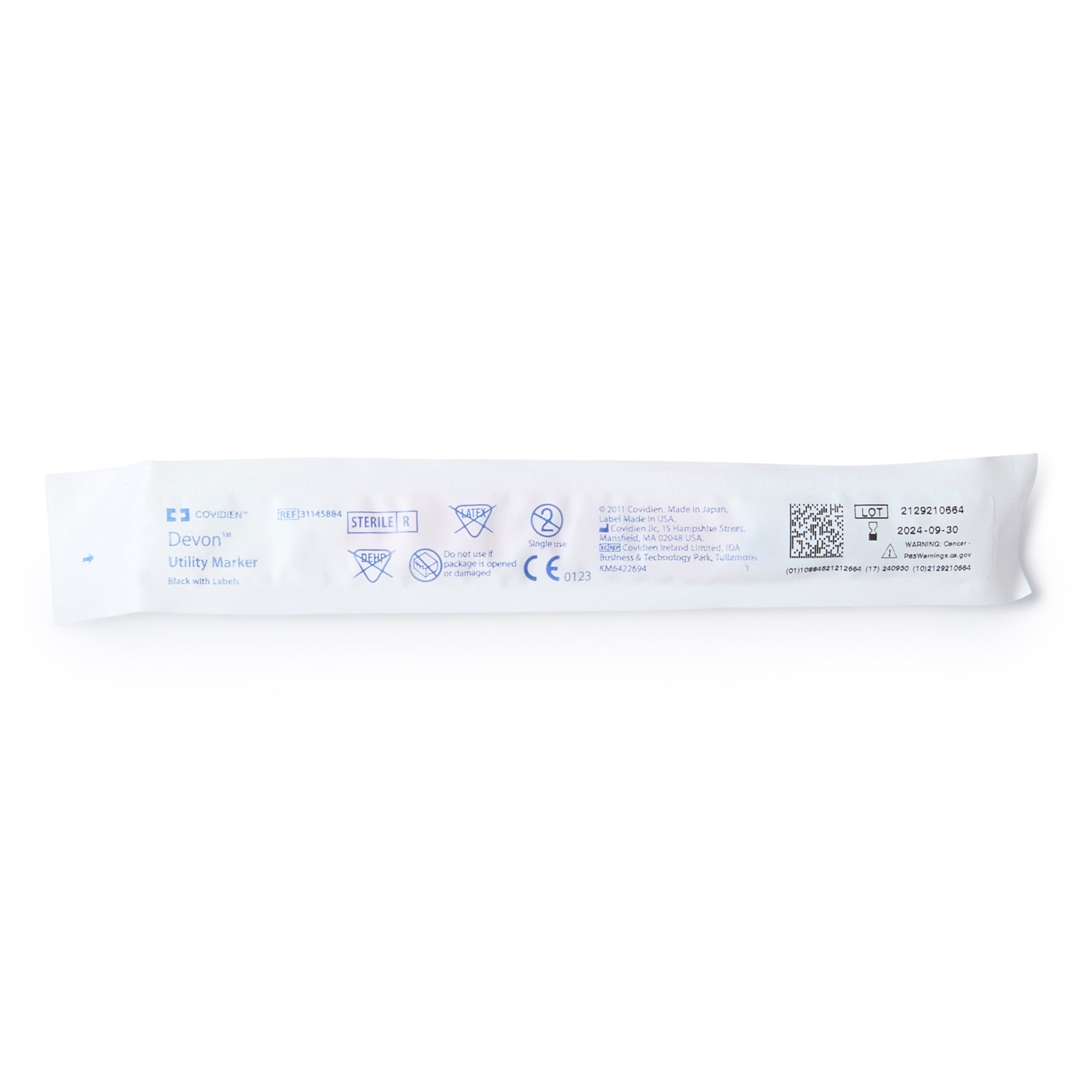 Medical Utility Marker with Labels Devon Permanent Black Ink Sterile Full Size Fine Tip,Packaging Type- Box