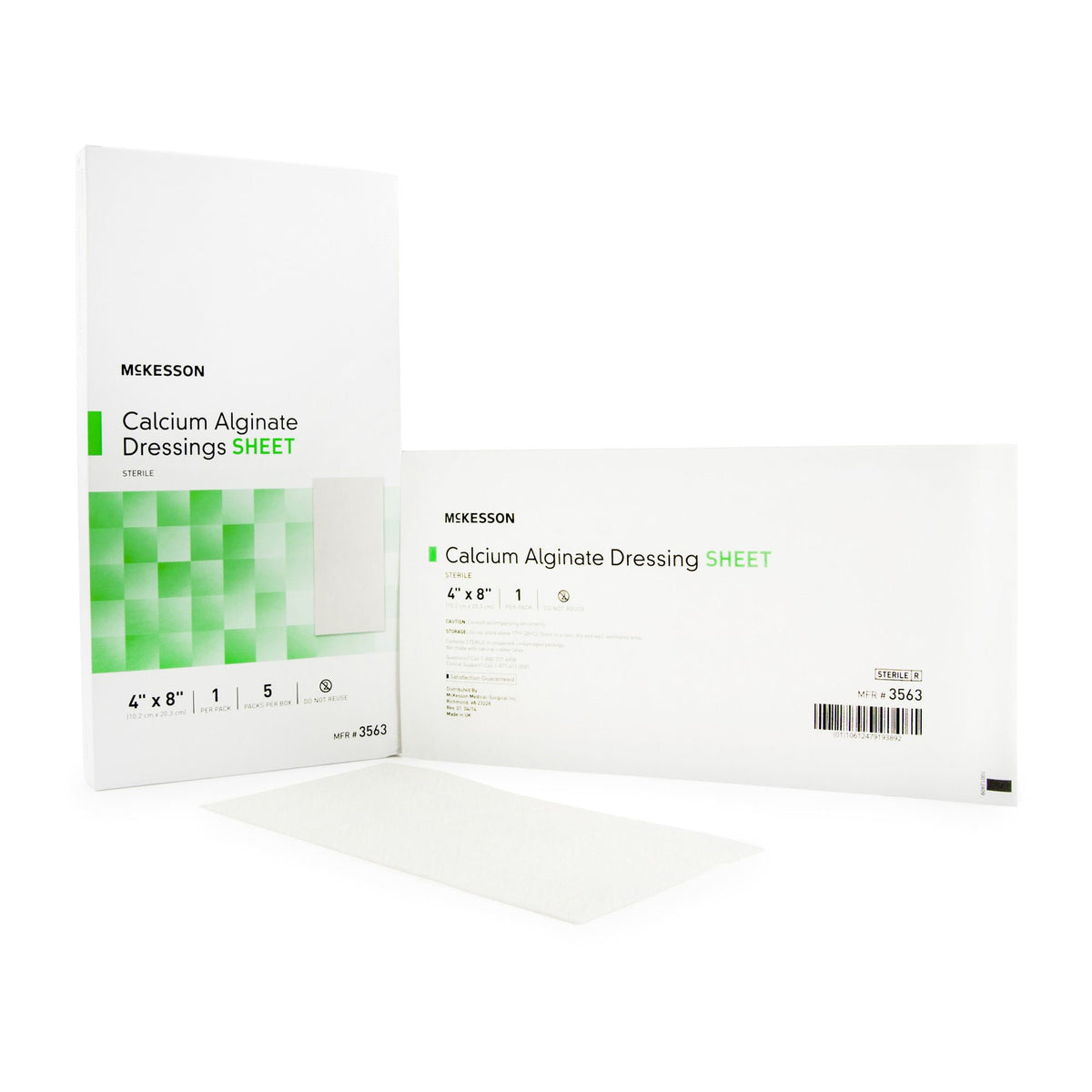 Alginate Dressing McKesson 4 X 4-3/4 Inch Rectangle 8 Inch · Box of 5