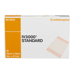 Smith & Nephew IV3000 IV Securement Dressing – 4 x 5 in Sterile Transparent Film, Grid Pattern Adhesive (Box of 10) | HCPCS A6258