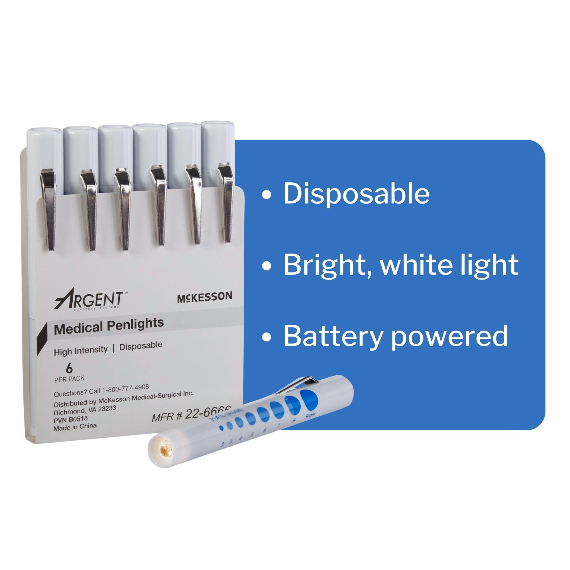Penlight McKesson White Light 4-1/2 Inch Disposable, Packaging Type - Each