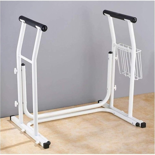 Foldable toilet safety frame support