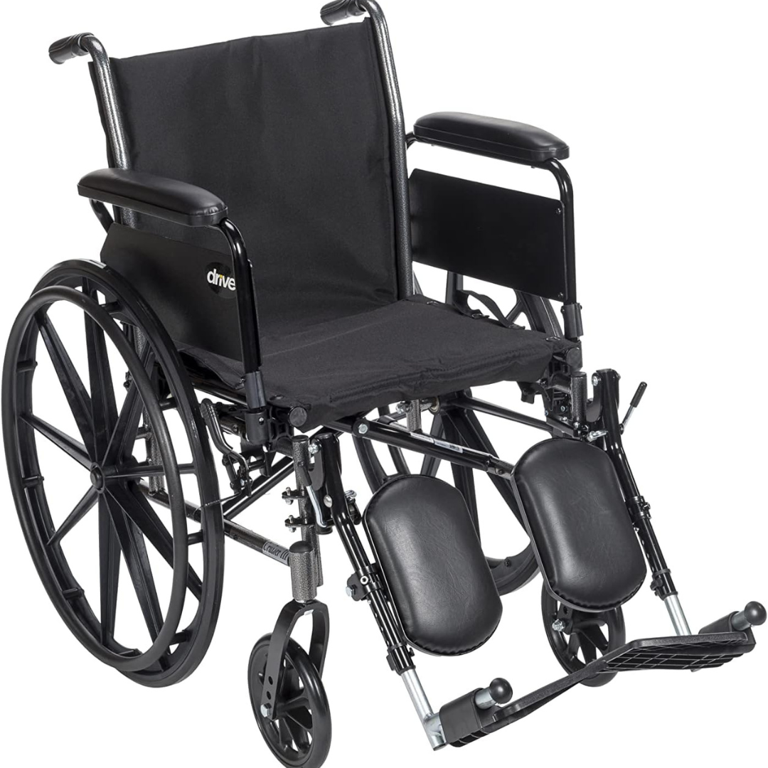 Drive Medical K3 Cruiser III Wheelchair with Removable flip-back arms and Elevating Leg Rests ,8 inch front Wheels ,300 lbs Weight Capacity ,18"(W) x 16" - 18"(D) ,K318ADDA-ELR