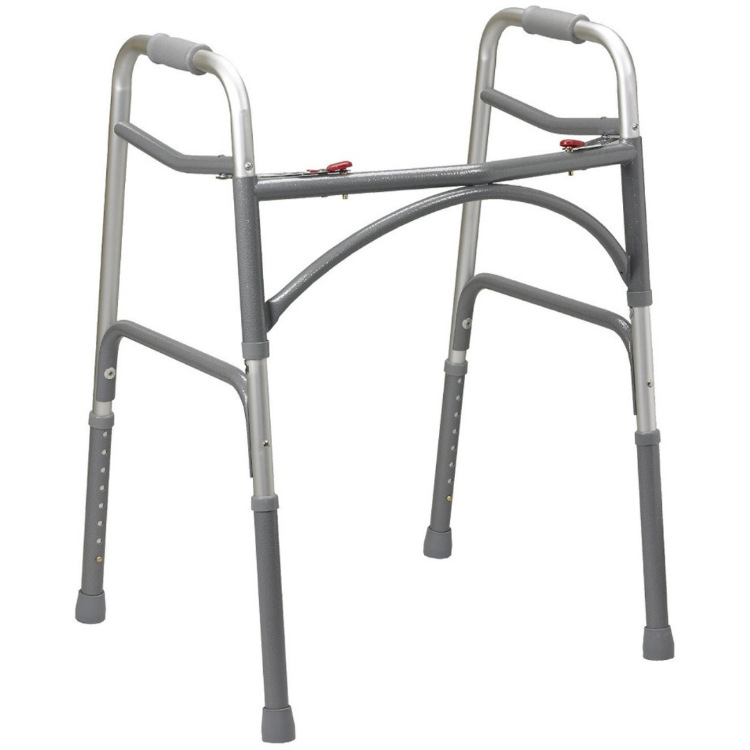 Bariatric Adult Folding Walker W/wheels Double Button