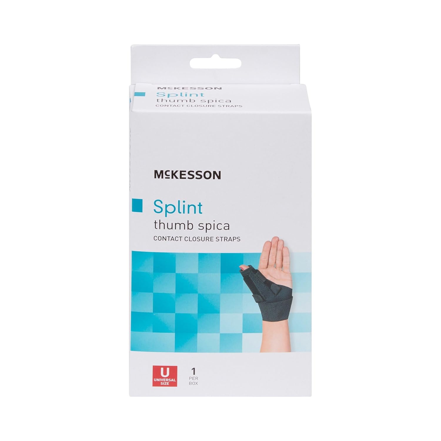 Thumb Splint McKesson Adult Large / X-Large Hook and Loop Strap Closure Right Hand Blue / Gray