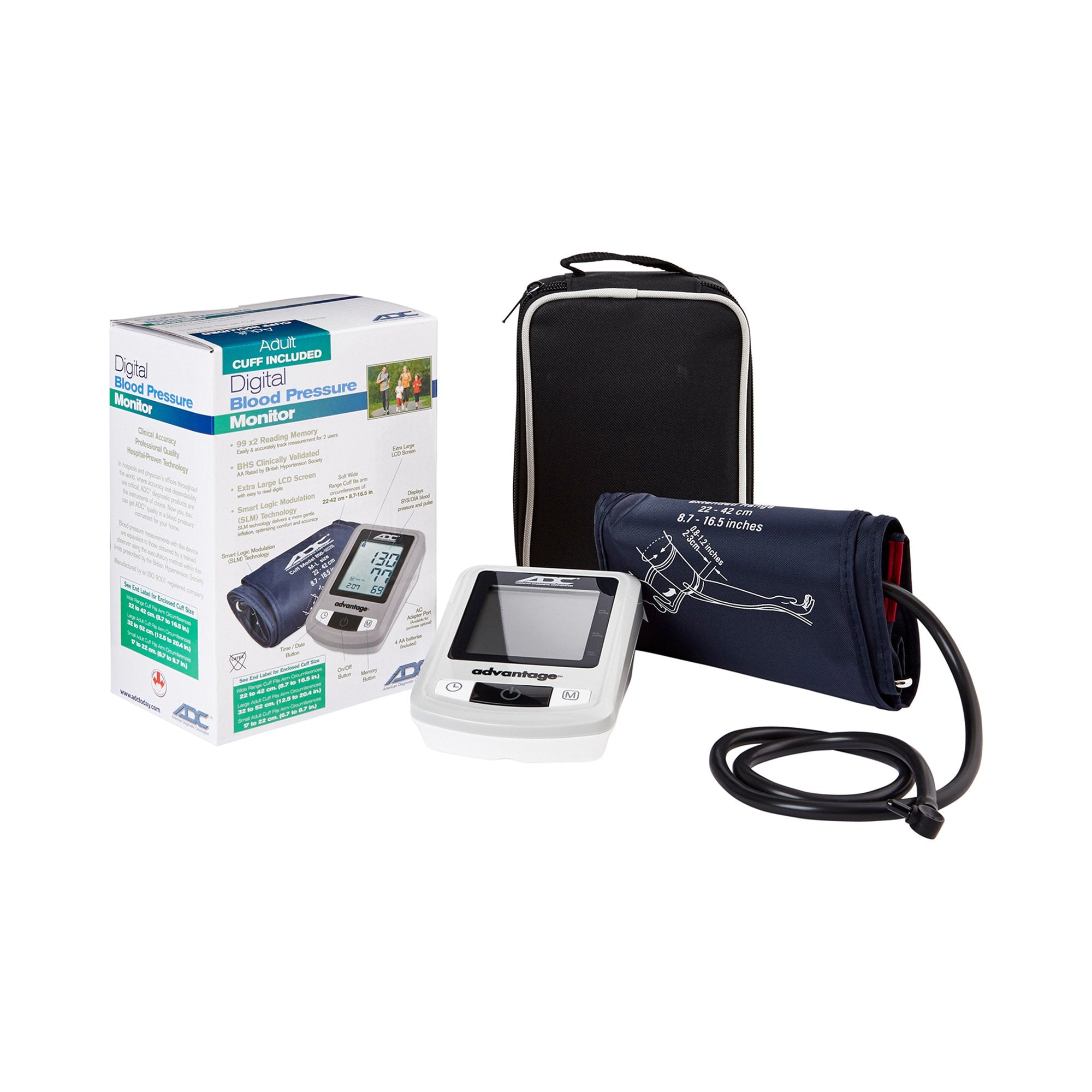 Home Automatic Digital Blood Pressure Monitor Advantage 6021N Series Wide Range Nylon Cuff 22 - 42 cm Desk Model