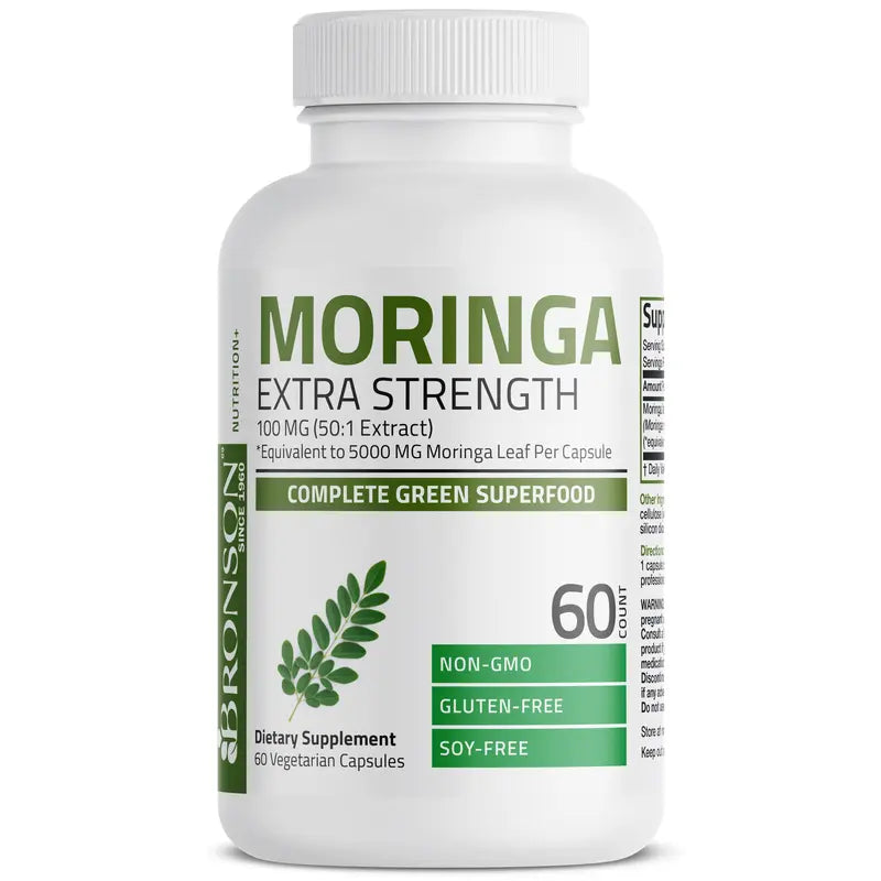 Bronson Moringa Oleifera 5000 Mg Powder Capsules Extra High Potency 50:1 Extract Energizing Superfood Antioxidant Healthcare Dietary Supplement
