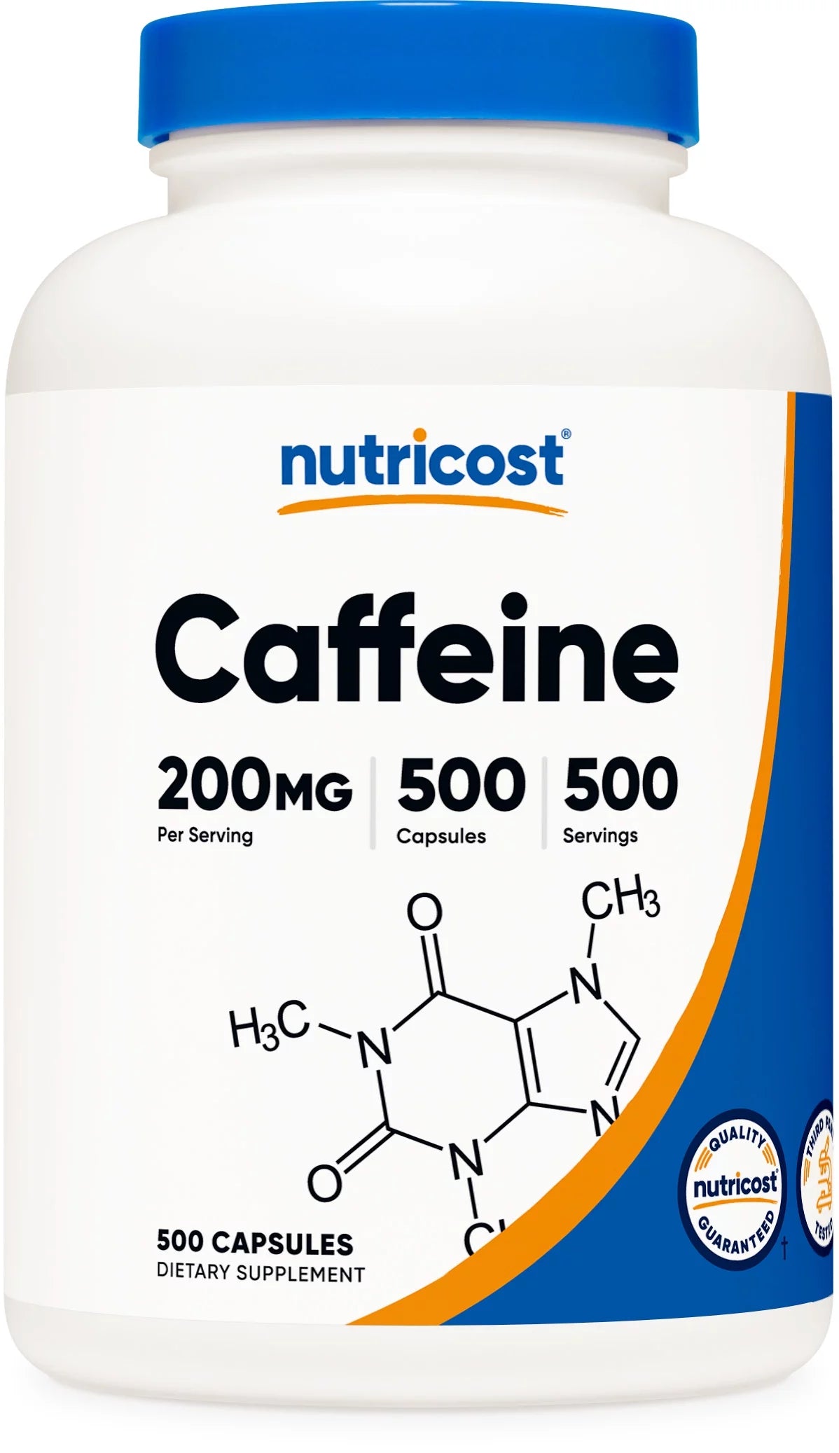 Caffeine 500 Capsules, 200Mg per Capsule Gluten Free & Non Gmo Supplement