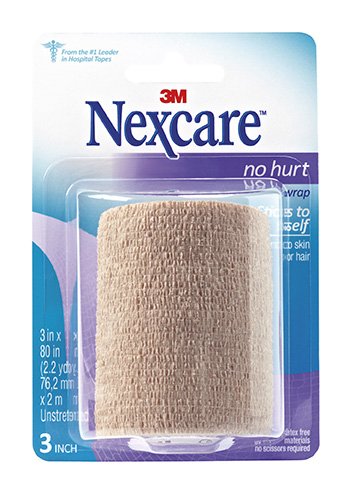 Cohesive Bandage Nexcare No Hurt 3 Inch X 2-1/5 Yard Self-Adherent Closure Tan NonSterile Standard Compression