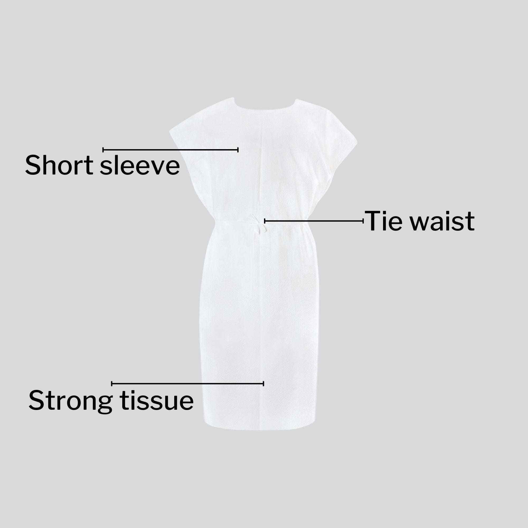 Patient Exam Gown McKesson One Size Fits Most White Disposable, Packaging Type- Each