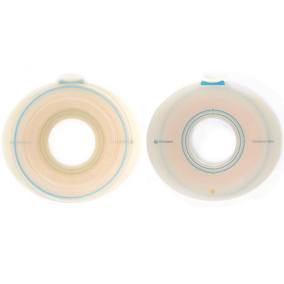 Ostomy Barrier SenSura Mio Flex Precut, Extended Wear Elastic Adhesive 50 mm Flange Red Code System 1 Inch Opening | 5/Box 70 mm Flange Yellow Code System 1-3/4 Inch · Box of 5