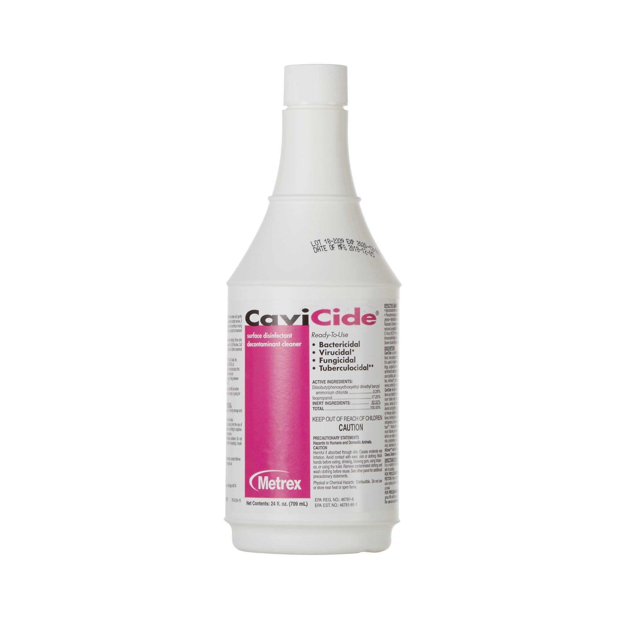CaviCide Alcohol-Based Surface Disinfectant Cleaner – 24 oz Trigger Spray, EPA List N, Kills SARS-CoV-2 / MRSA / TB (Case of 12)