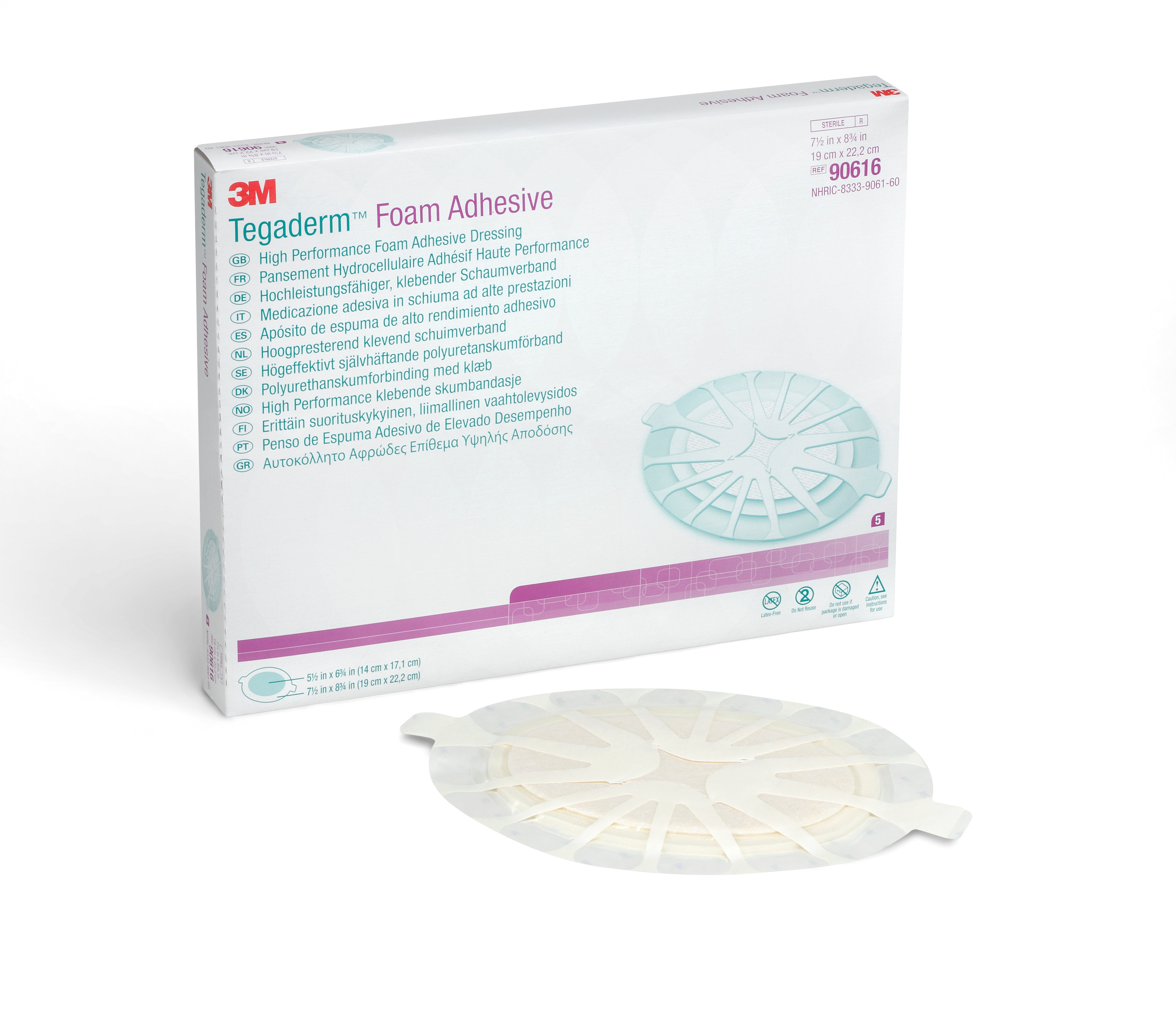 Foam Dressing 3M Tegaderm High Performance 7-1/2 X 8-3/4 Inch With Border Film Backing Acrylic Adhesive Oval Sterile