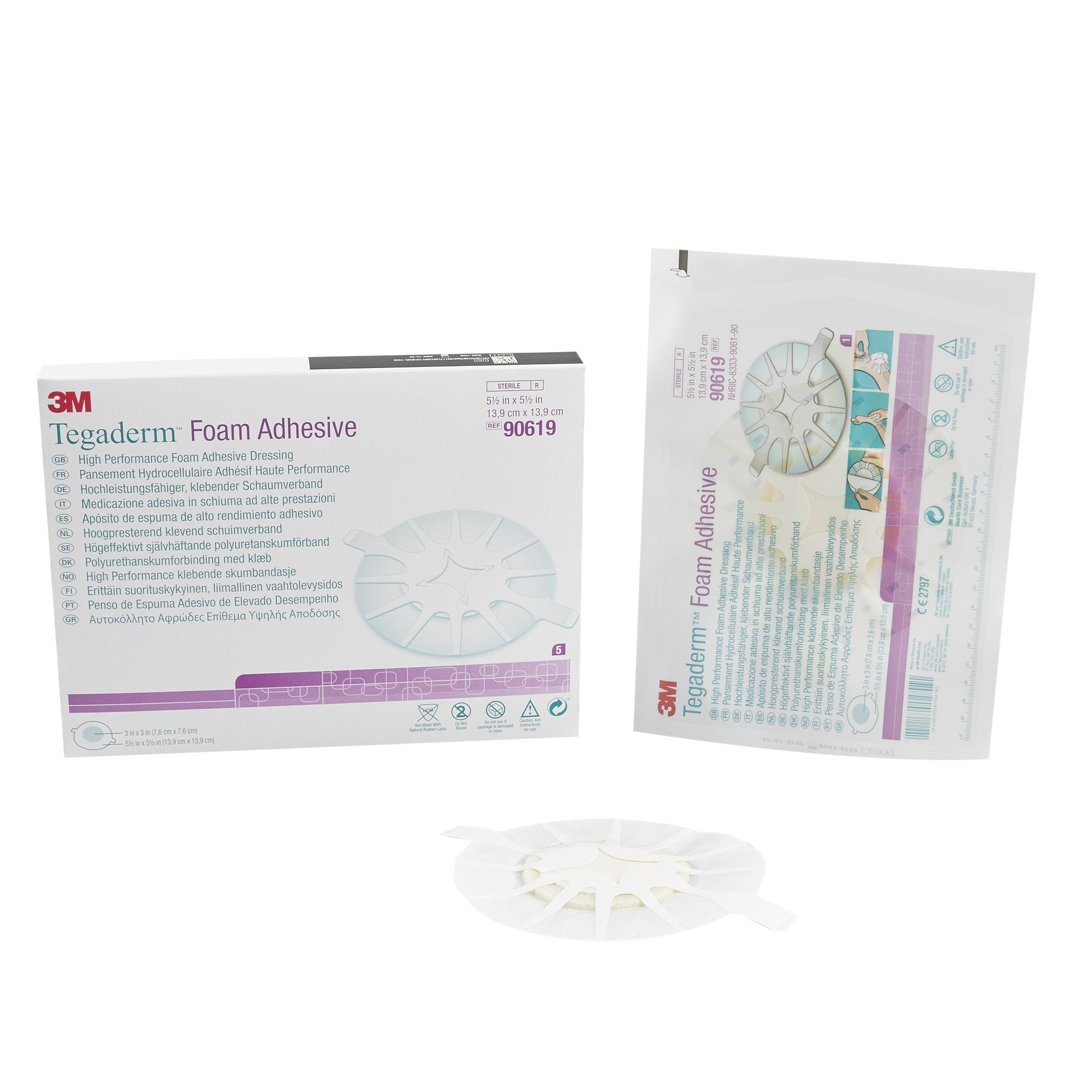 Foam Dressing 3M Tegaderm High Performance 5-1/2 X 5-1/2 Inch With Border Film Backing Acrylic Adhesive Heel Sterile