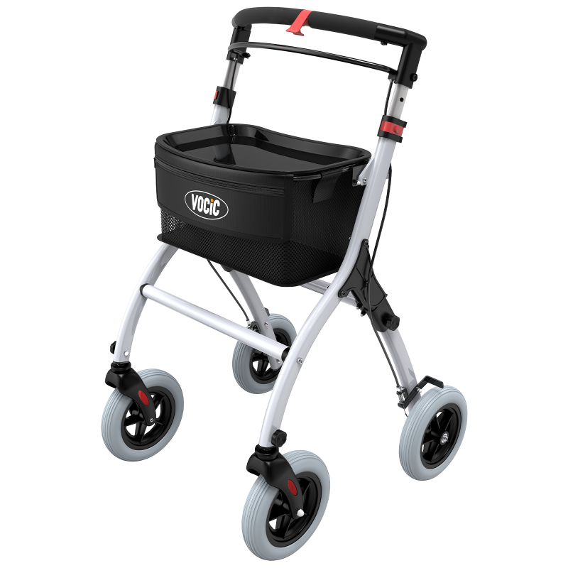 VOCIC Z32 Slim Foldable Indoor Rollator– Lightweight Indoor Walker with 360degree Wheels, Non-Slip Tires & 110kg Capacity