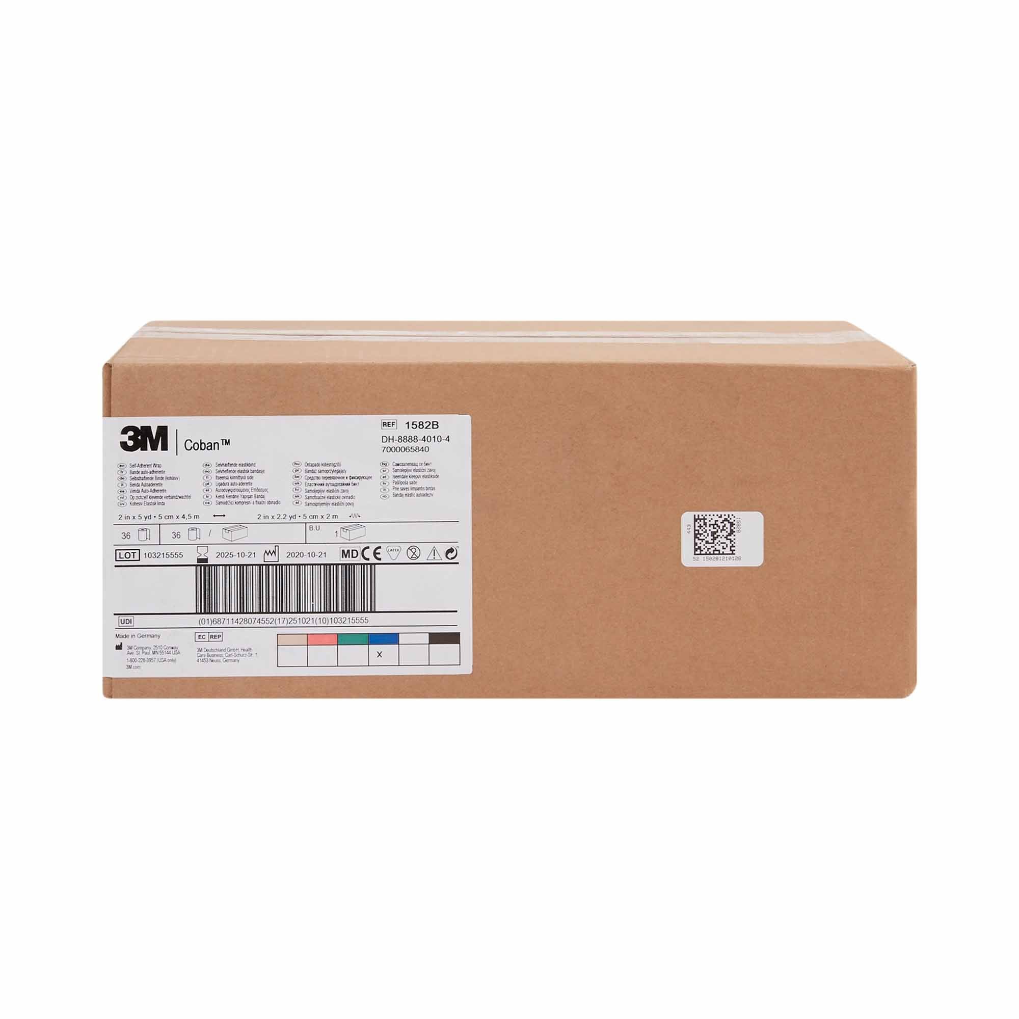 Cohesive Bandage 3M Coban 2 Inch X 5 Yard Self-Adherent Closure Blue NonSterile Standard Compression, Packaging Type- Case