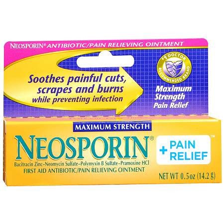 First Aid Antibiotic with Pain Relief Neomycin Sulfate / Polymyxin B Sulfate / Pramoxine HCl Neosporin + Pain Relief Maximum Strength Cream 0.5 oz. Tube