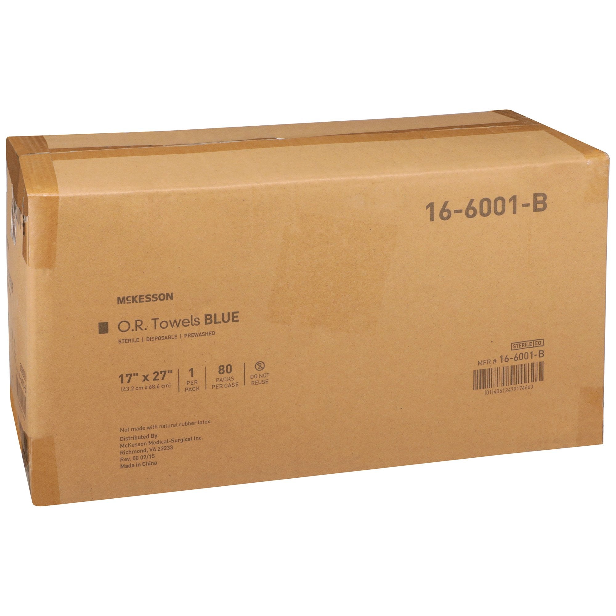 O.R. Towel McKesson 17 W X 27 L Inch Blue Sterile, Packaging Type- Case