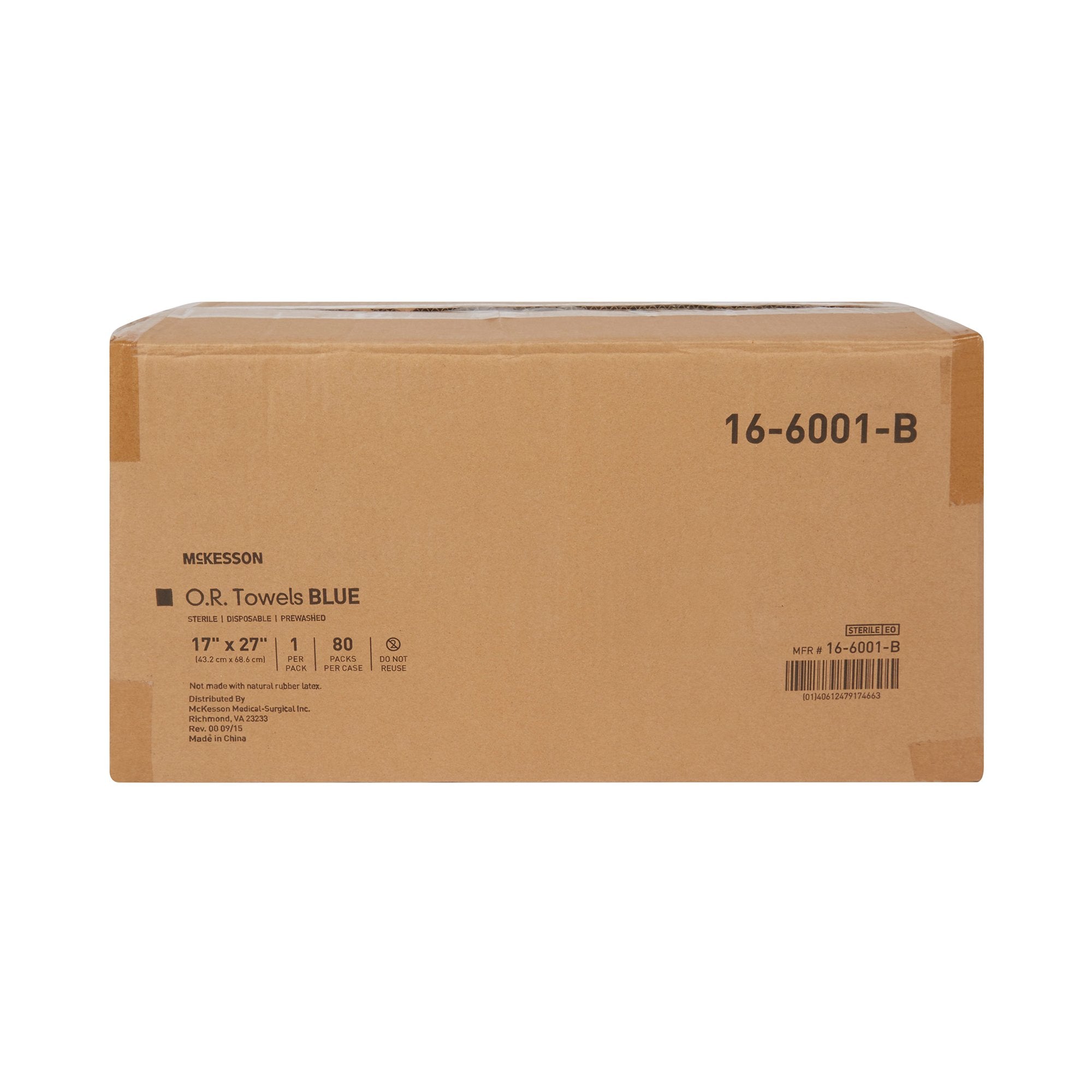 O.R. Towel McKesson 17 W X 27 L Inch Blue Sterile, Packaging Type- Case