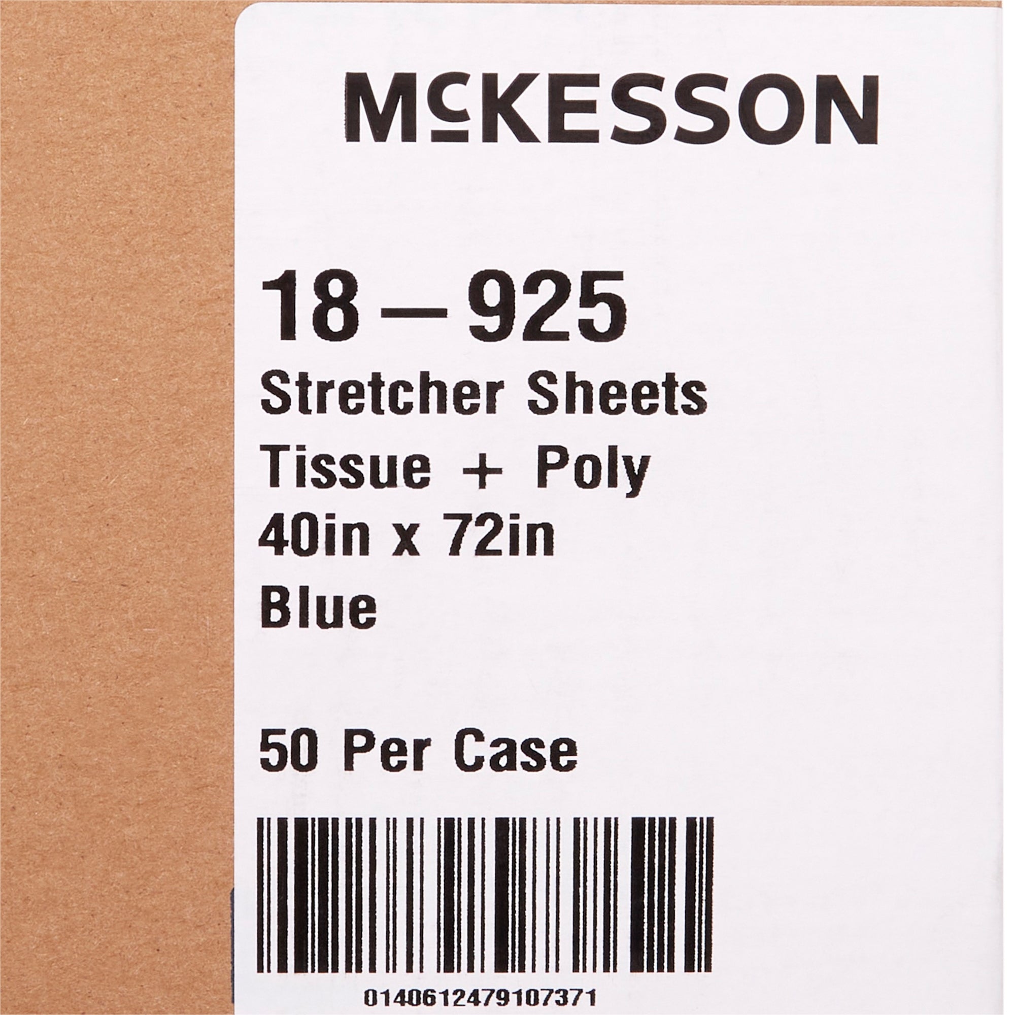 Stretcher Sheet McKesson Flat Sheet 40 W X 72 L Inch Blue Cellulose Tissue 50% / Polyethylene Film 50% Disposable