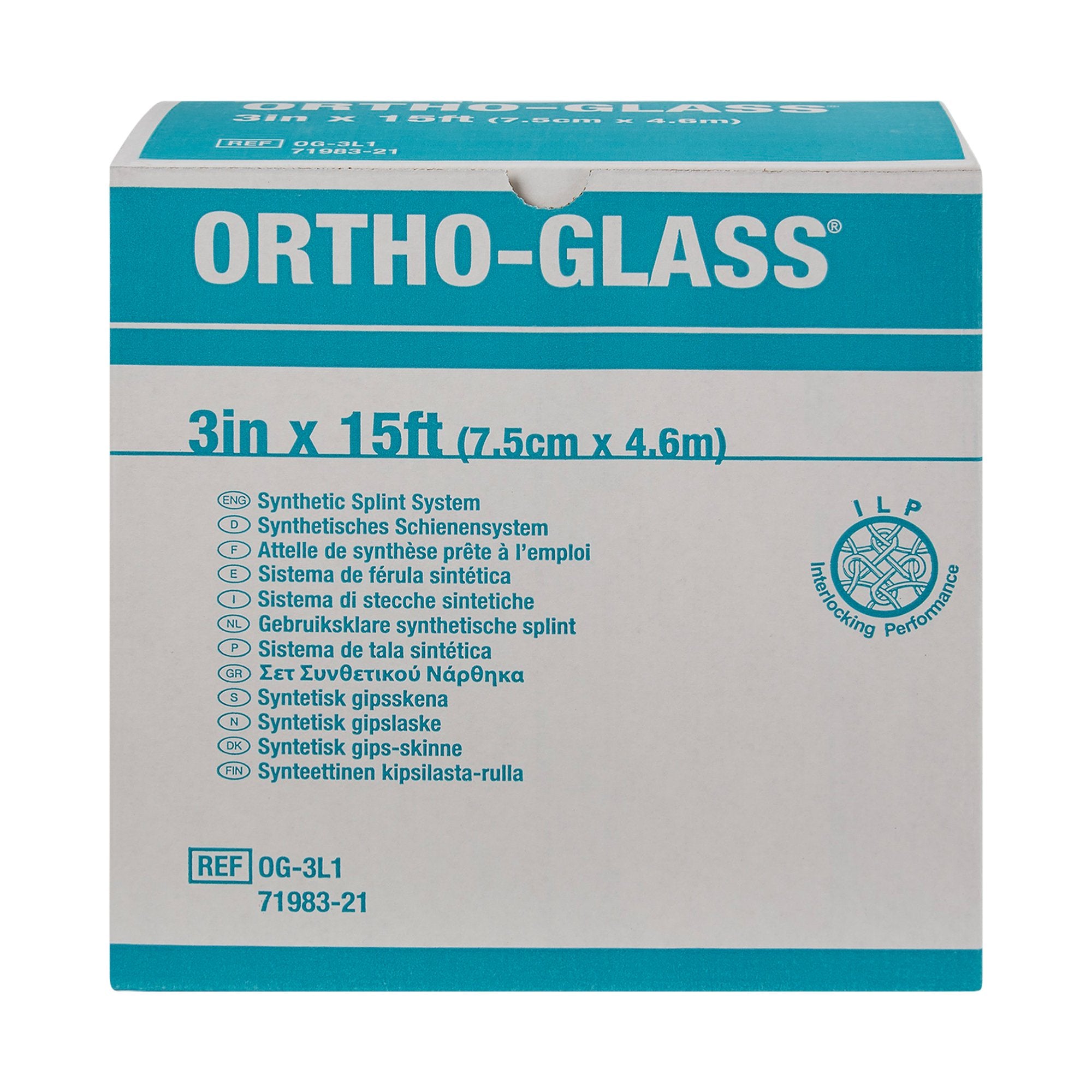 Padded Splint Roll ORTHO-GLASS 3 Inch X 15 Foot Fiberglass White, Packaging Type- Case