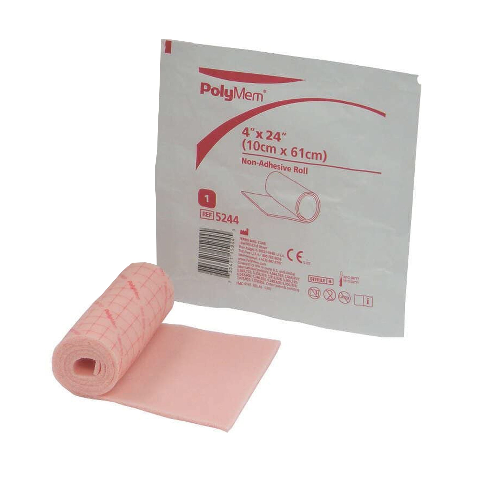 Foam Dressing PolyMem 4 X 24 Inch Without Border Film Backing Nonadhesive Roll Sterile, Packaging Type- Case