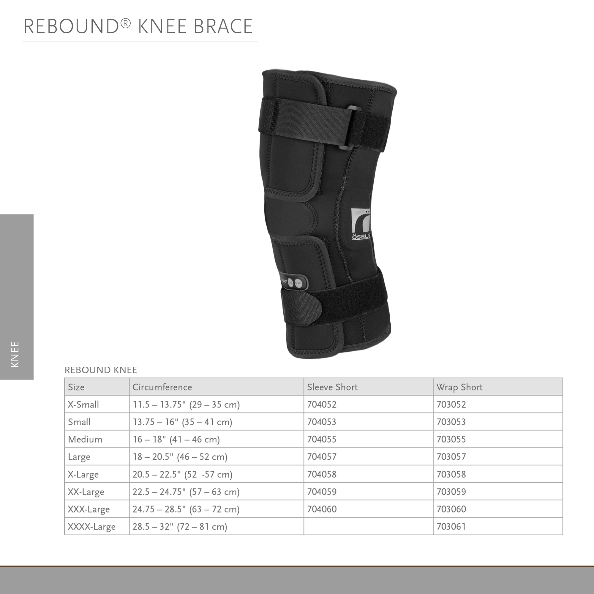 Knee Brace Ossur Rebound 2X-Large D-Ring / Hook and Loop Strap Closure 22-1/2 to 24-3/4 Inch Thigh Circumference Short Length Left or Right Knee, Packaging Type- Each