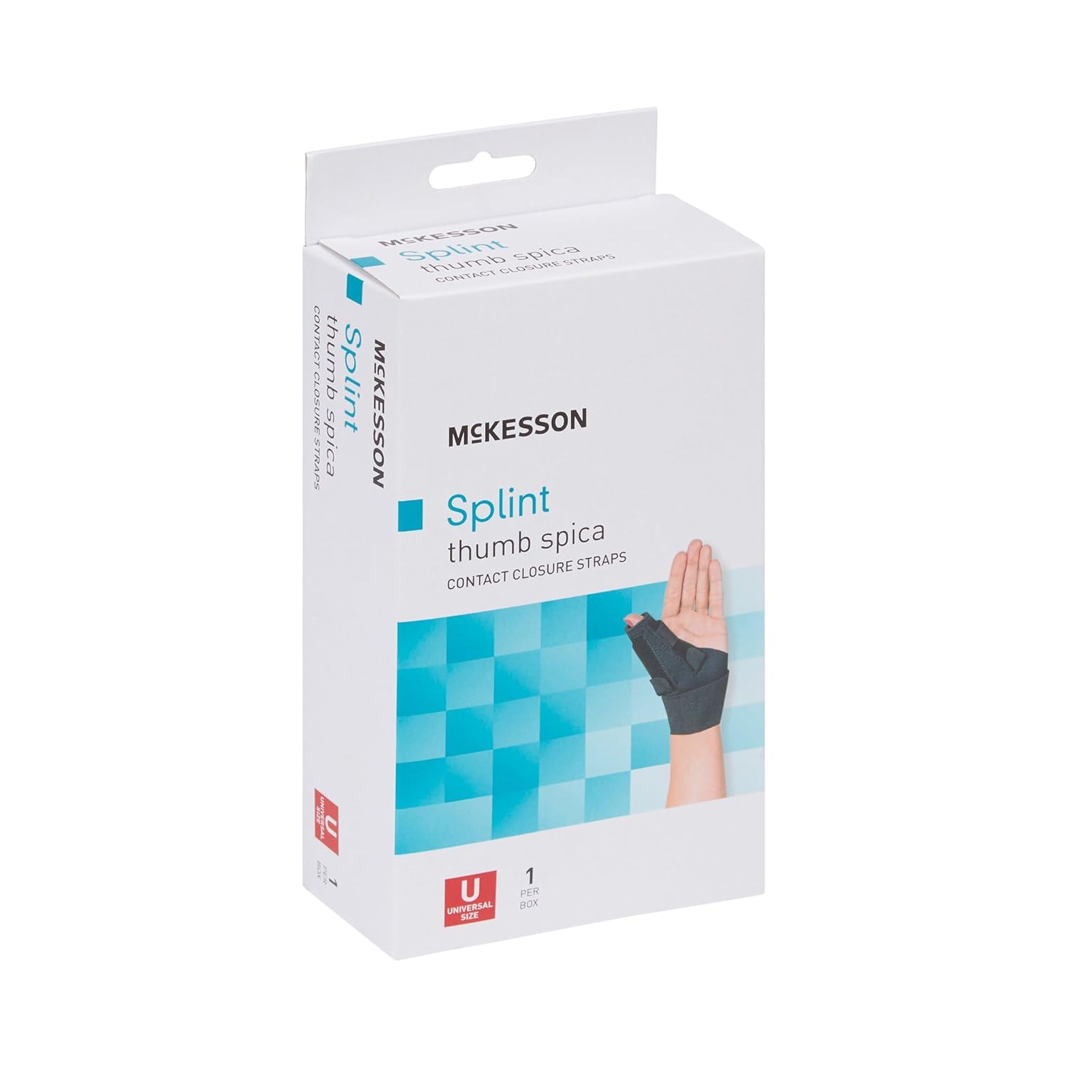 Thumb Splint McKesson Adult Large / X-Large Hook and Loop Strap Closure Right Hand Blue / Gray
