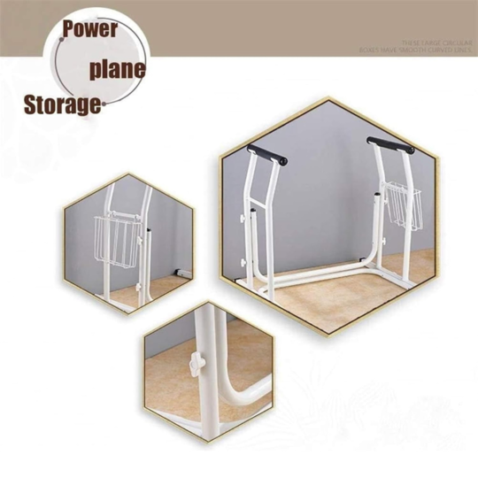 Portable toilet safety frame support